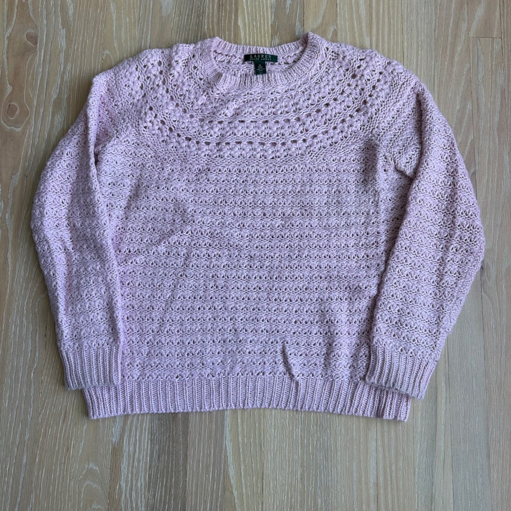 Lauren Ralph Lauren Open Knit Sweater Delicate Soft Girl Coastal Preppy XL